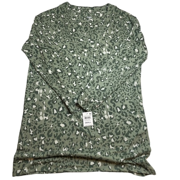Jenni Printed Long Sleeve Sleep Shirt Mountain Sage Animal Print Green Small New - Picture 2 of 6